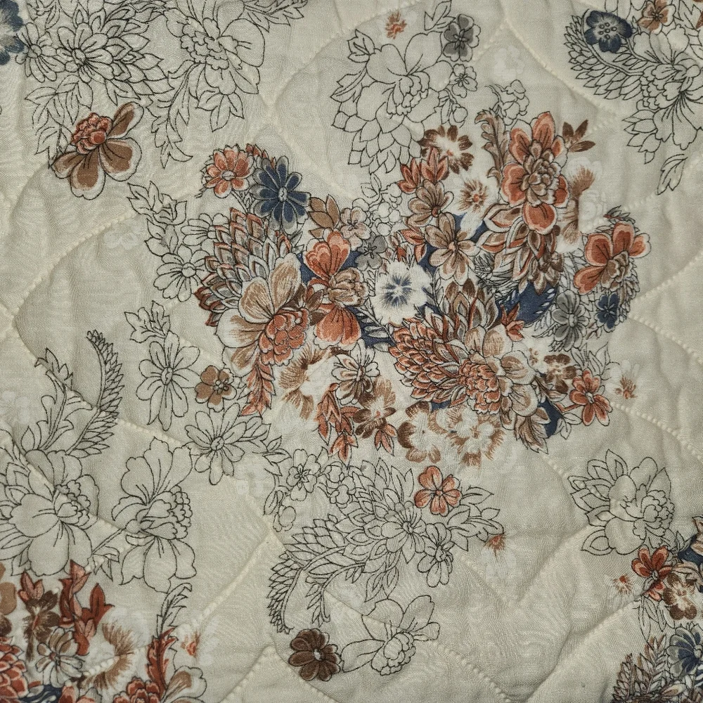 Vintage 1970s Floral Quilted Comforter by J.P. Stevens